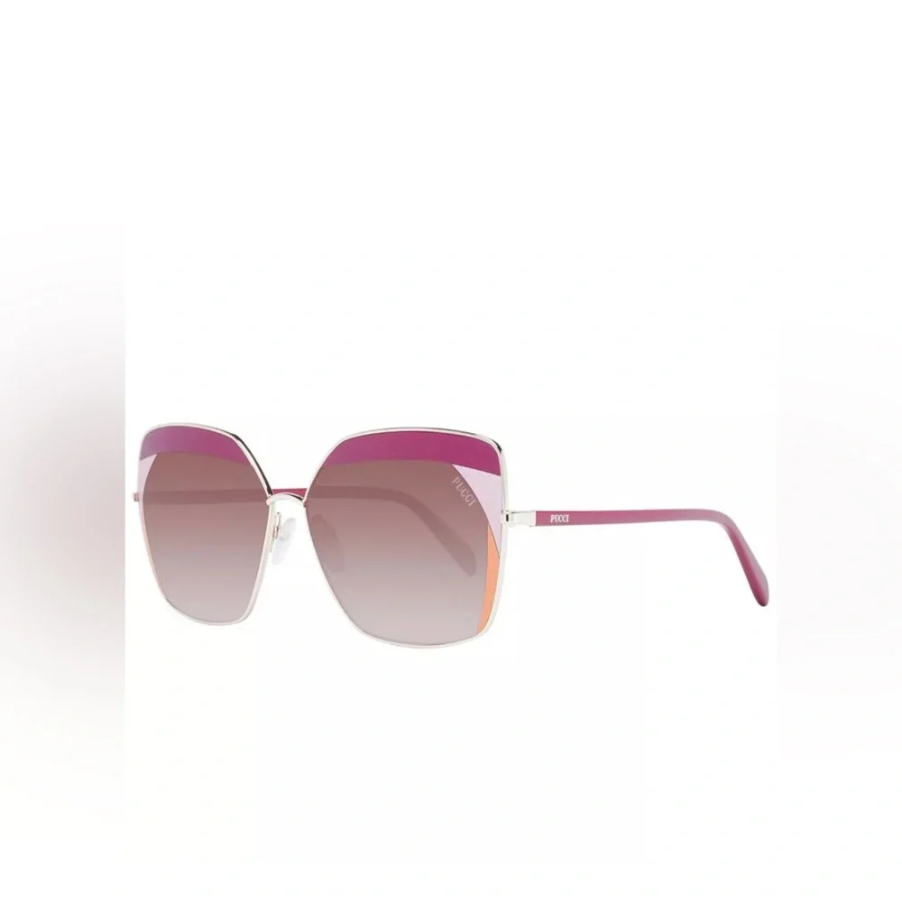 🕶️ EMILIO PUCCI WOMEN RED SUNGLASSES METAL SQUARE GRADIENT EYEGLASSES🕶️ - Picture 9 of 11